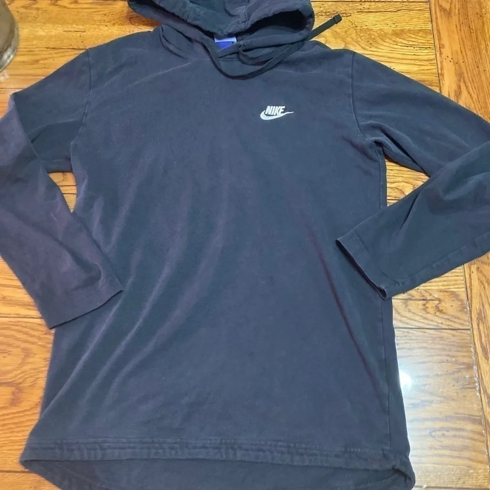 𝅺NIKE Thin  Pullover Hoodie Sweatshirt Black Medium